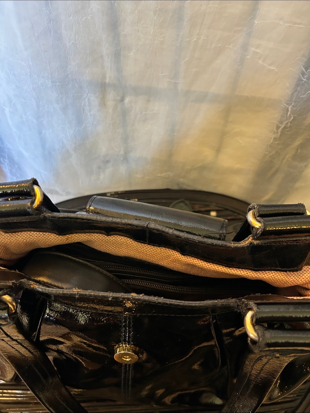 Dooney & Bourke Black Patent Tote with Gold Buckle - Picture 12 of 12